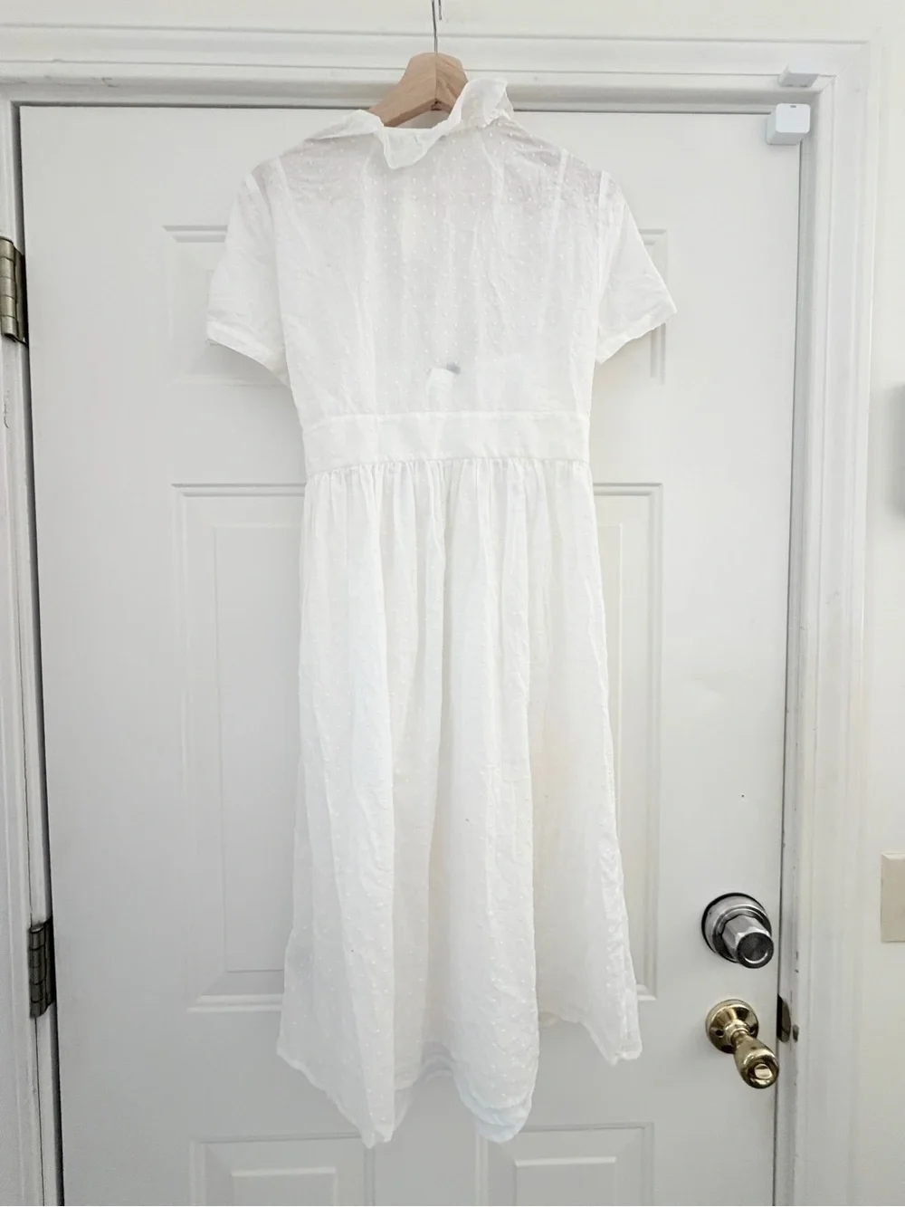 J. Crew 100% Cotton White Swiss Dot Lined Wrap Midi Dress. NWT. Sz 8